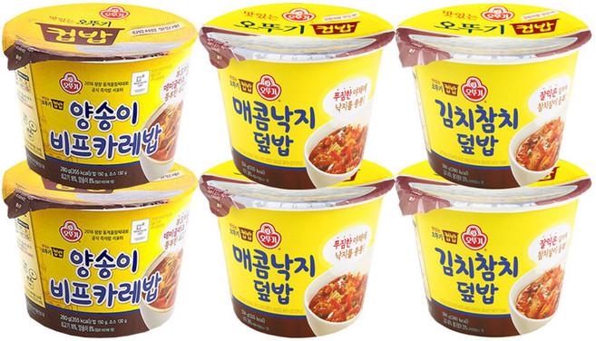 오뚜기 컵밥 양송이 비프카레 280g x 2p + 매콤낙지덮밥 250g x 2p + 김치참치덮밥 280g x 2p, 양송이비프카레 280g x 2 + 매콤낙지덮밥 250g x 2 + 김치참치덮밥 280g x 2, 1세트