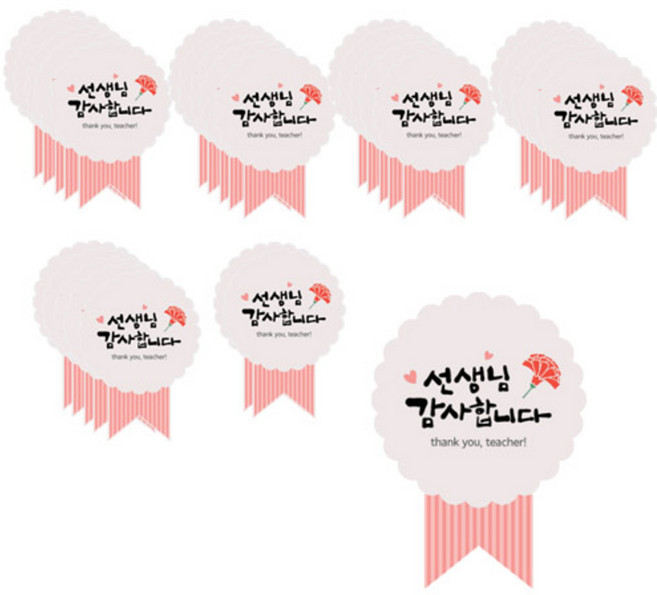 도나앤데코 선생님 꽃 원형 스티커 4p, 혼합 색상, 7개