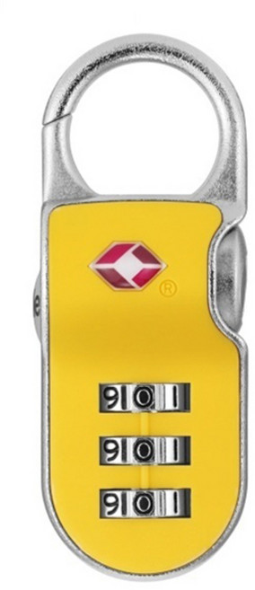 예일 TSA 3 다이얼 클립온락 자물쇠 옐로우, 1개