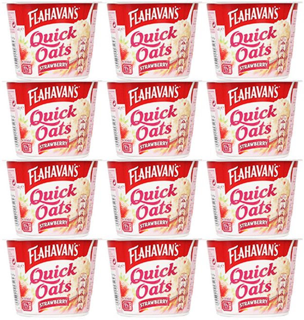 플라하반 퀵 오트 딸기 컵, 46g, 12개
