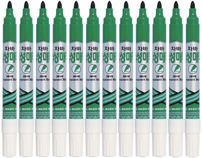 자바펜 파워 유성매직, 녹색, 12개
