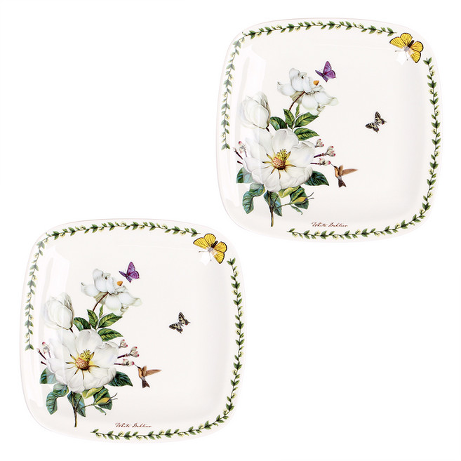 로얄에식스 목련 본차이나 정사각접시, 혼합색상, 2개