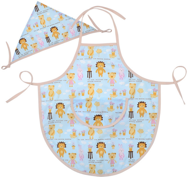 베니앙 유아동 방수 앞치마 + 두건 세트