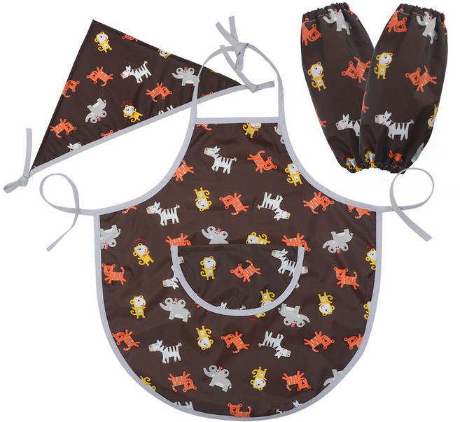 베니앙 유아동 방수 앞치마 + 두건 + 토시 세트