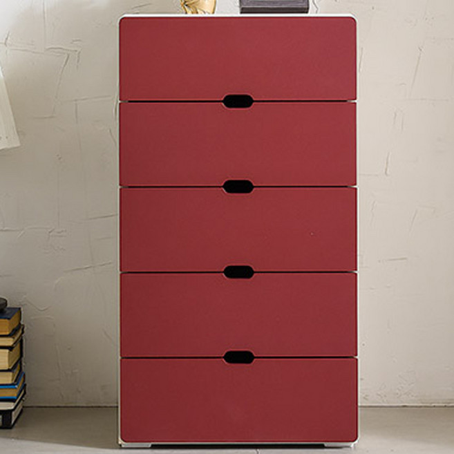 제이디퍼니처 빅로미 서랍장, 버건디, 5단