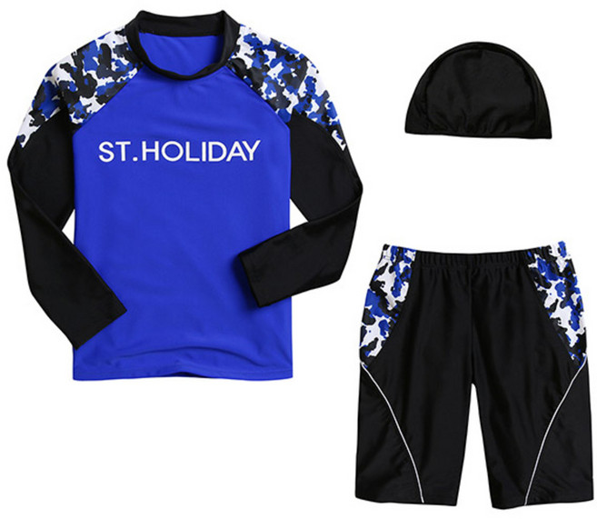 ST.HOLIDAY 남아용 3피스 ST710 래시가드 수영복 세트