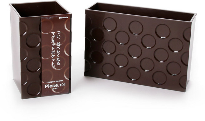 유하우스 일본 도트 자석 수납함 슬림형 1p + 와이드형 1p 세트, 브라운, 1세트