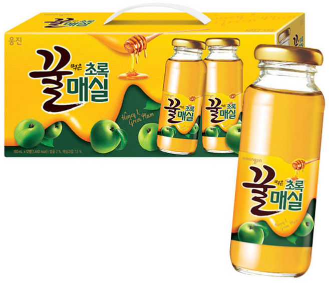 웅진 꿀먹은 초록매실 음료, 180ml, 12개