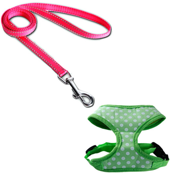 야광 리드줄 핑크 + 하네스 그린 L 세트, 1세트