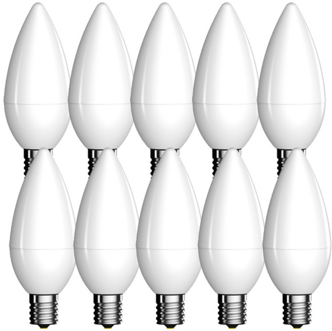 우리조명 장수 LED 촛대구 전구 5W 17베이스, 전구색, 10개