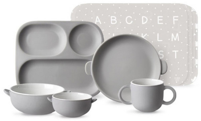 도호 디모엘르 유아 식기세트 9p, 매트그레이, 핸디볼 S + M + 핸디플레이트 + 트레이 + 머그 + 테이블매트 4p