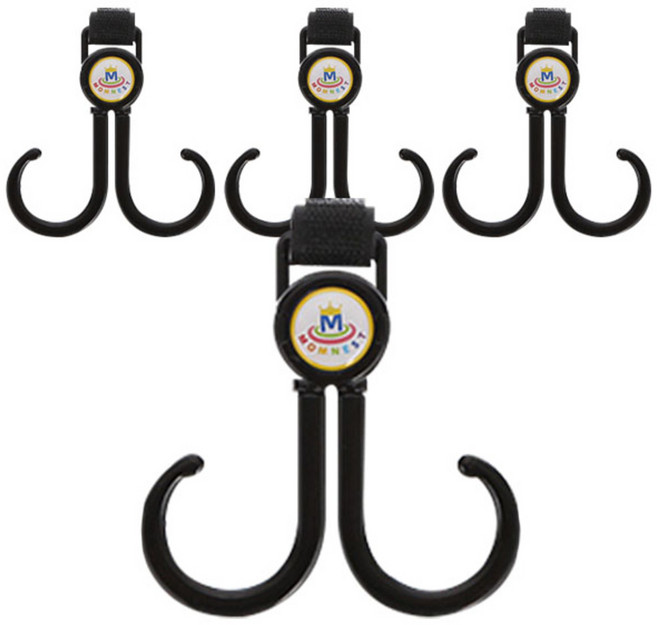 맘네스트 유모차 걸이 2333, 블랙, 4개입