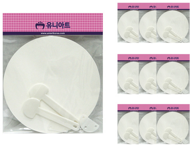 유니아트 튼튼부채 만들기 2p, 흰색, 10개