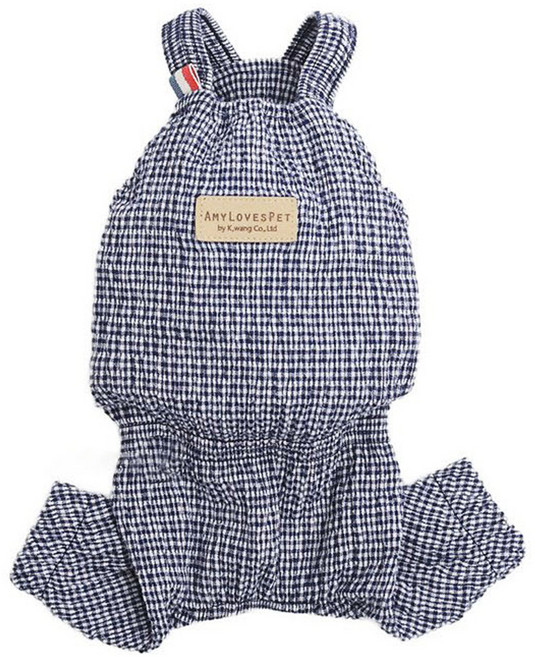 에이미러브즈펫 린지 오버롤 강아지 옷, 네이비, 1개