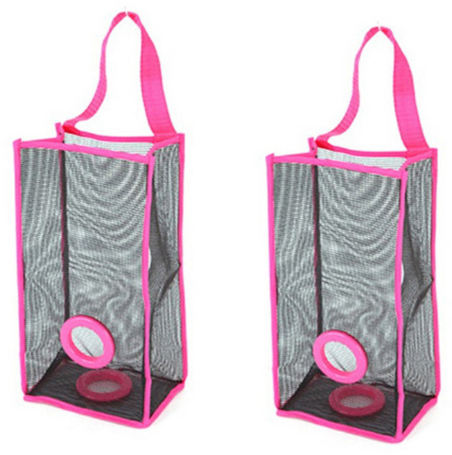 블럭마트 주방 비닐봉지 정리함 그물 디스펜서, 레드, 2개