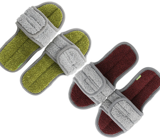 캐치맙 양면 청소 실내화, 1세트, 올리브 + 와인