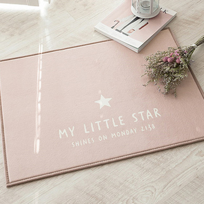 쉬즈홈 DTP 리틀스타 극세사 발매트, 핑크