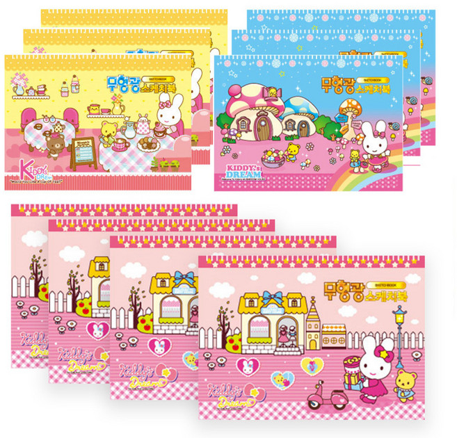 영아트 무형광스케치북 1000 여아용 10p 랜덤 발송, 345 x 248mm, 10매