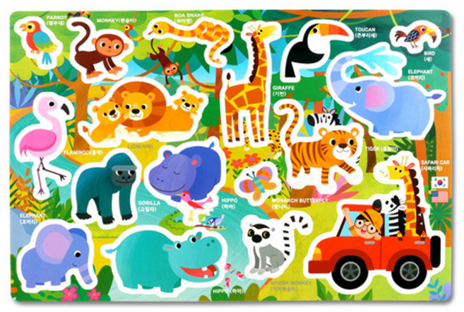 자석나라 로제타 자석탐험 앤 자석퍼즐 시리즈 정글, 1개, 17피스