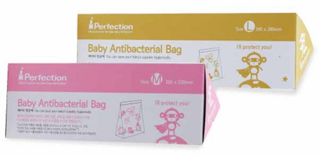 퍼펙션 항균 아기 지퍼백 M 15p + L 15p, 1세트