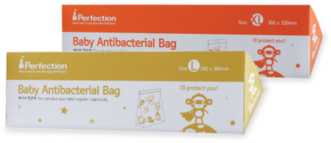 퍼펙션 항균 아기 지퍼백 L 15p + XL 15p, 1세트