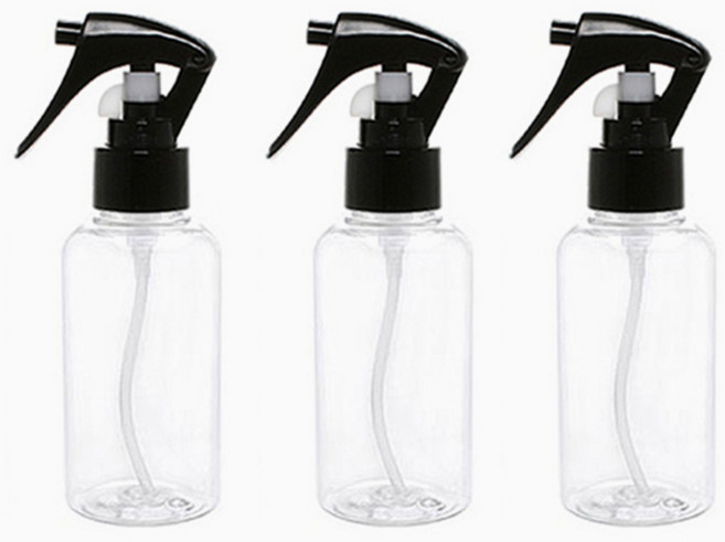 병도매닷컴 DT120 투명 건스프레이 용기, 검정캡, 3개입