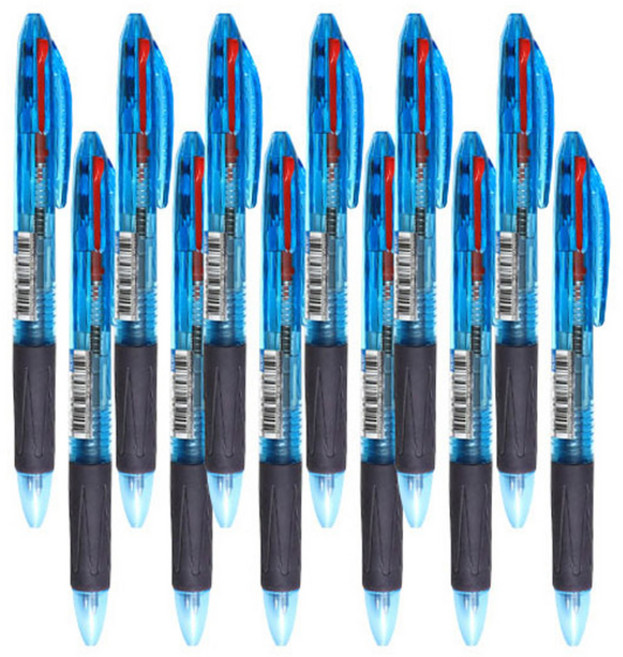 모닝글로리 슬립온 3색 볼펜 0.7 mm, 블루, 12개