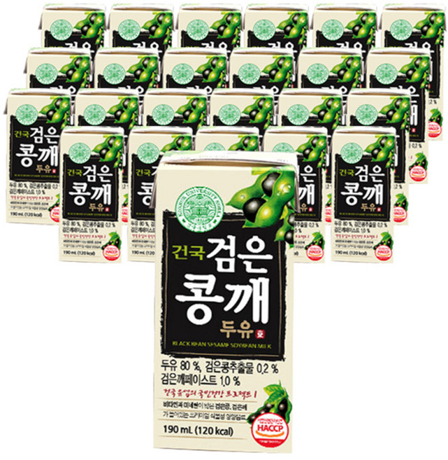 건국유업 검은콩깨 두유, 190ml, 24개