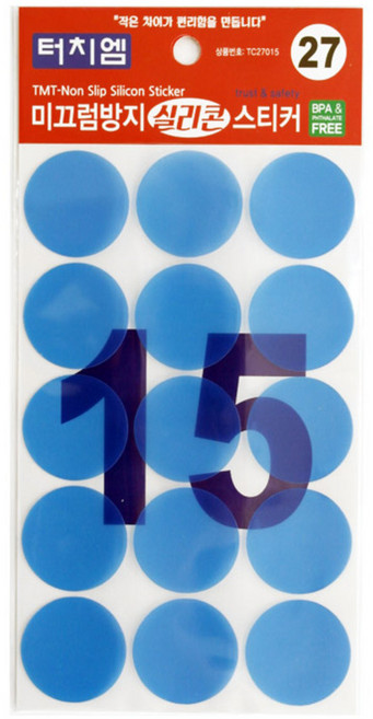 터치엠 미끄럼방지 실리콘 스티커 15p, 1개, 투명