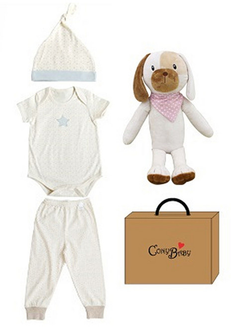 코니베이비 오가닉 여름출산 피터팬 3종 + 아기강아지두두 애착인형 + 선물박스