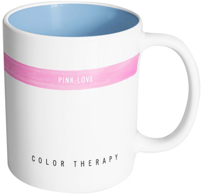 핸드팩토리 컬러테라피 그린 머그컵 330ml, 내부 파스텔 블루, 1개