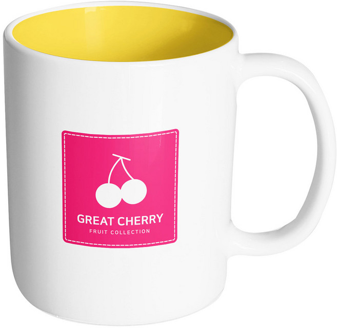 핸드팩토리 후르츠 심볼 체리 머그컵, 내부 옐로우, 1개
