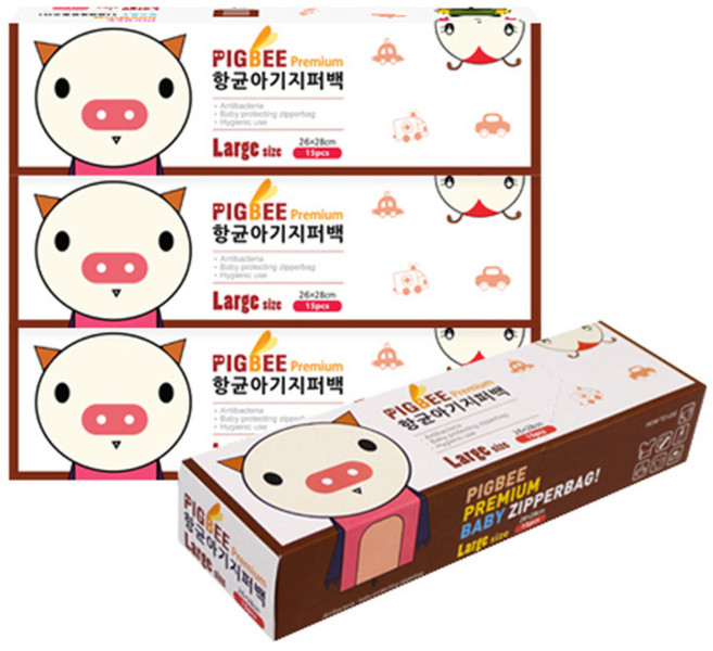 피그비 항균아기지퍼백 15p, 4개