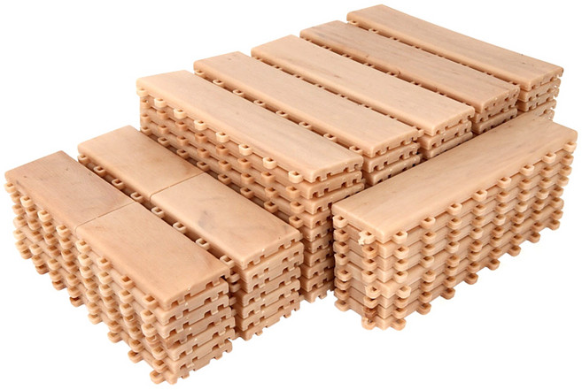 조립식 PE 미송 발판 대 30 x 8 x 2 cm 58p + 소 15.5 x 8 x 2 cm 28p, 혼합색상, 1세트