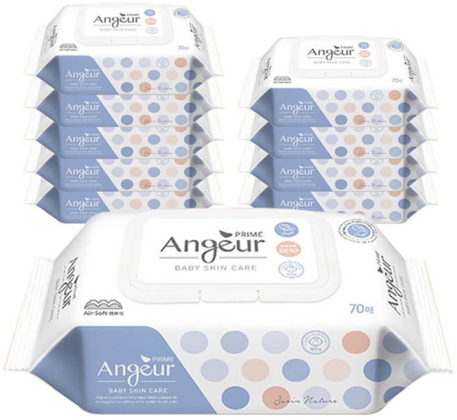 앙쥬르 프라임 물티슈 캡형, 65g, 70개입, 10개