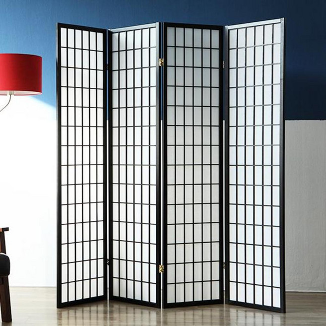 베스트리빙 원목 4단 파티션, 블랙