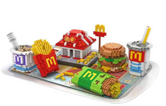 LOZ L햄버거콤보세트 6종 나노블럭, 혼합 색상, 1개