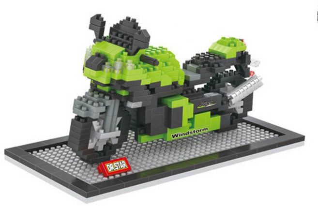 닥터스타 DR그린오토바이 나노블럭, 혼합 색상, 1개