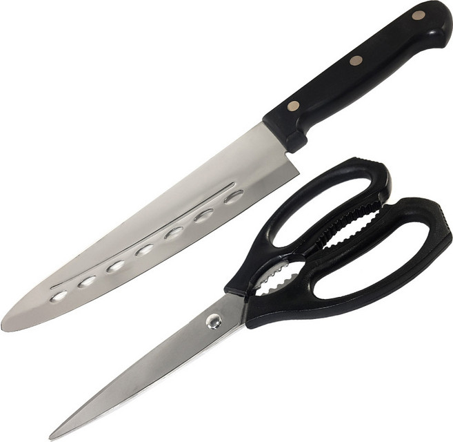 코코렉스 안전식도 + 주방가위 블랙, 1세트, 식도 + 가위