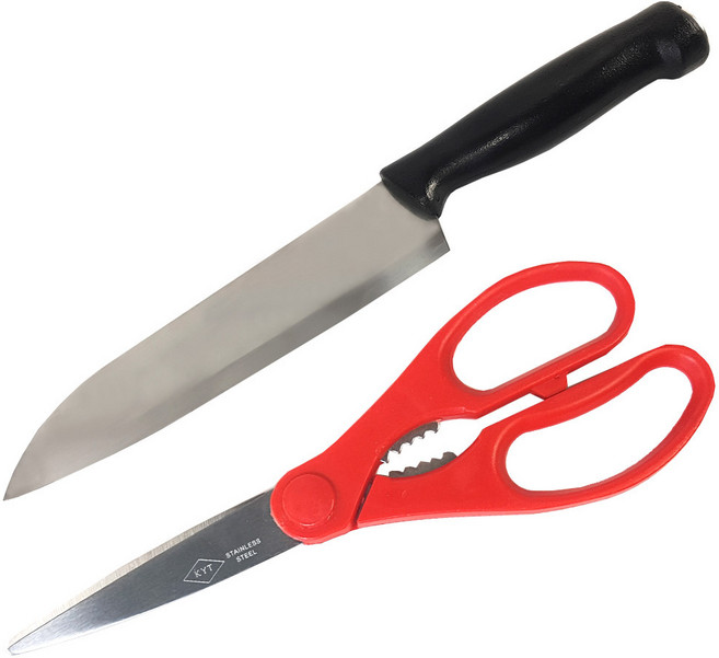 코코렉스 마늘식도 중 + 멀티 주방가위 레드, 1세트, 식도 + 가위