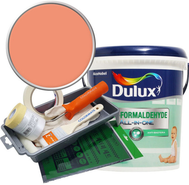 듀럭스 안티 포름알데히드 페인트 세트, Cheerful Coral, 1L, 1개
