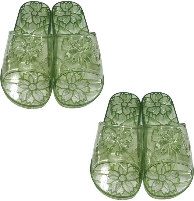 PVC 메이플 욕실화, 그린, 2개