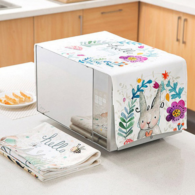 하늬통상 귀여운 캐릭터 전자렌지 커버, 보라꽃 토끼