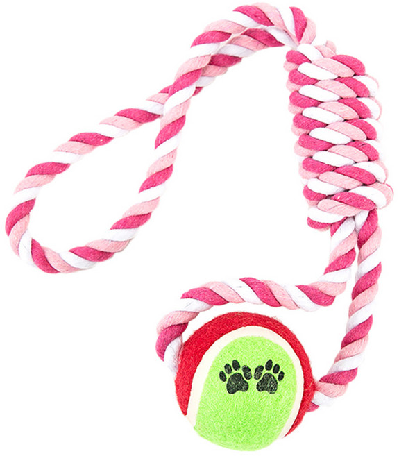 딩동펫 로프공실타래 강아지장난감, 핑크, 1개