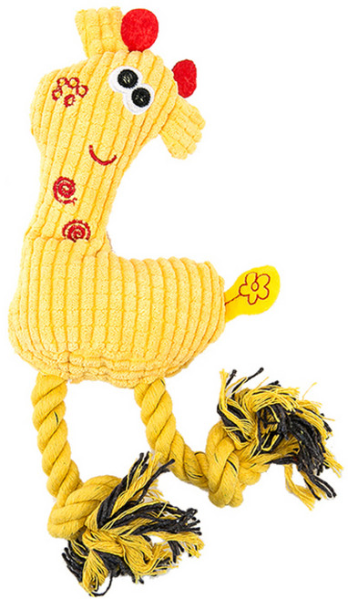 딩동펫 기린실타래인형 애견장난감, 옐로우, 1개