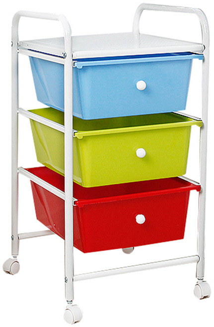 엠리빙 이동식 화이트 트롤리 3단, 혼합 색상, 1개