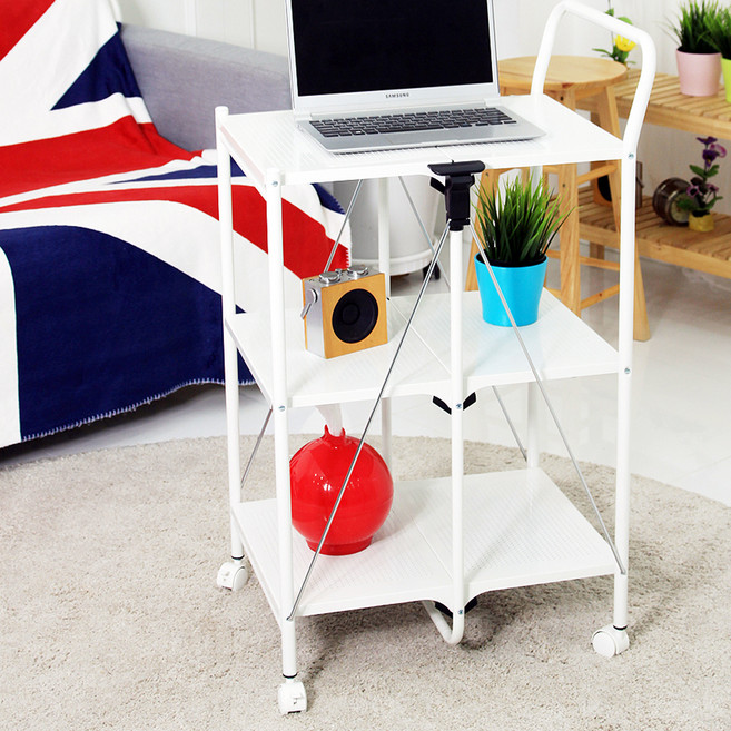 엠리빙 접이식 트롤리 3단, 화이트