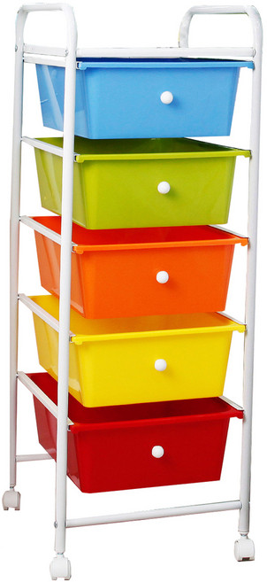 엠리빙 이동식 화이트 트롤리 5단, 혼합 색상, 1개