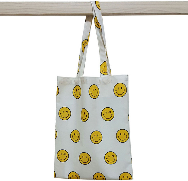 디자인스올 라미네이트 방수 에코백, 스마일화이트