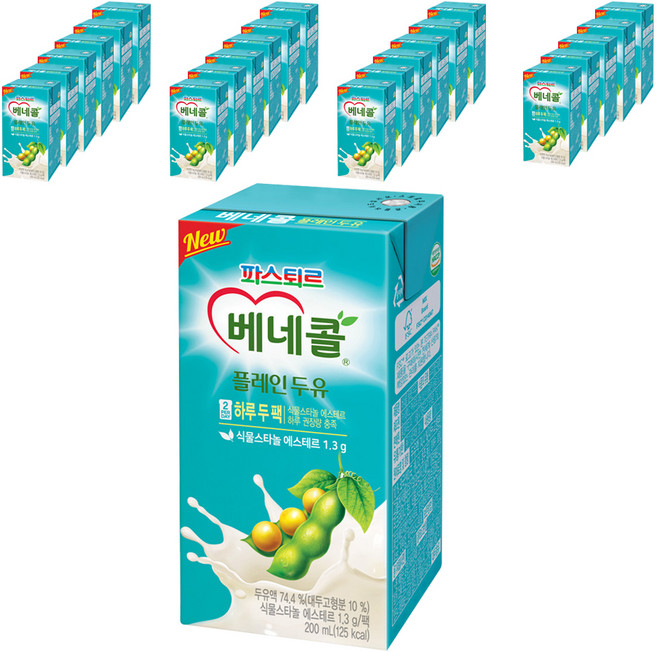파스퇴르 베네콜 플레인 두유, 200ml, 24개